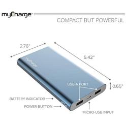 myCharge Portable Charger Power Bank - RazorXtra 12000mAh / 2.4A Dual USB Port External Battery Pack for Cell Phone, USB Accessories (Compatible with Apple iPhone, iPad, Android for Samsung Galaxy)