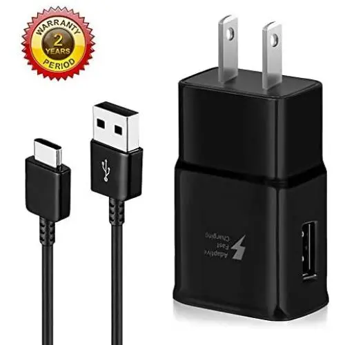 Fast Charge Adaptive Fast Charger Kit for Samsung Galaxy S9/S8/S8 Plus/Note8,MBLAI USB Type C Fast Charging Kit True Digital Adaptive Fast Charging (Black (Wall Charger+C Cable)) … (2 Pack)
