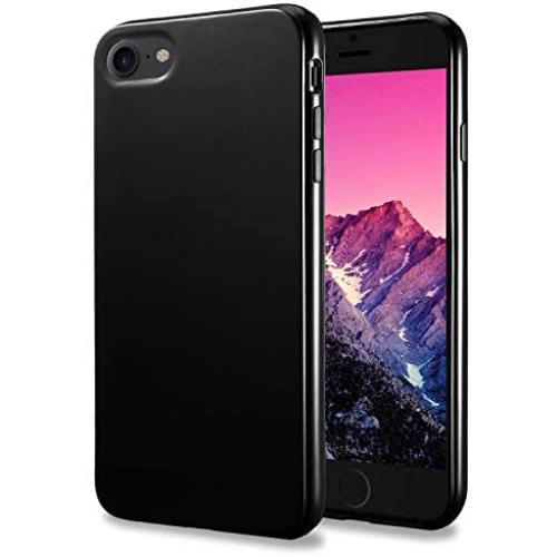 TENOC Phone Case Compatible for New Apple iPhone SE (2nd Generation) 2020 / iPhone 8 / iPhone 7 4.7 Inch, Slim Fit Cases Soft TPU Bumper Protective Cover, Glossy Black