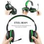 Pacrate Gaming Headset with Microphone for PS4 PC Xbox One Headset Stereo Surround Sound Intense Bass Headphone with LED Light Noice Cancelling for Computer Laptop Mac (Black Green)