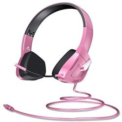 VersionTECH. Stereo Gaming Headset for Kids Teenagers Girls Boys, Foldable On Ear Headphone Earphones with Detachable Microphone, 85dB Volume Limited for PC, PS4, Xbox 1, NS, Tablet, Cellphones(Pink)