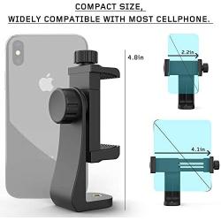 Universal Phone Tripod Mount Adapter with Bluetooth Camera Remote, Cell Phone Holder with Adjustable Clamp for Selfie Stick Monopod Compatible with iPhone, Samsung and so on, Wrist Strap Included