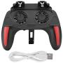 Mobile Game Controller Wireless Gaming Controller 4 Trigger Joystick Gamepad with Dual Cooling Fans Compatible with Android & iOS Smartphone for PUBG/Knives Out/Rules of Survival/Fortnite(5000mAh)