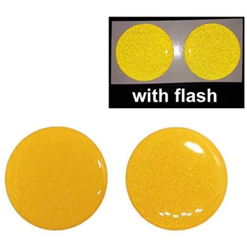 Domed Round 2x Yellow 3M Reflective Decals Decal Circle Glitter Safety Reflector Night Gloss 3D Gel Rear Resin Motorcycle Sticker Badge Reflector Bike Bicycle Car Helmet Trunk Tailgate Self Adhesive Phone Mobile Laptop Mac