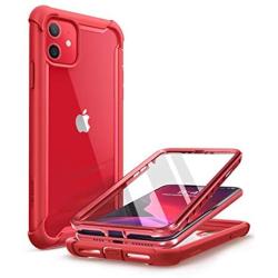 i-Blason Ares Case for iPhone 11 6.1 inch (2019 Release), Dual Layer Rugged Clear Bumper Case with Built-in Screen Protector (Metallic Red)