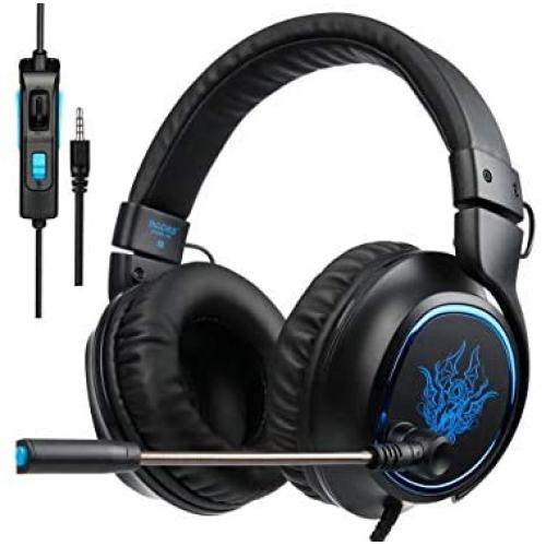 SADES R5 Gaming Headset Over-Ear Stereo Noise-Reduction Headphones with HiFi Microphone Control-Remote for PC Computers/PS4/New Xbox One/Mac/Tablets/Mobiles(Black)