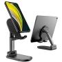 Cell Phone Stand, UXD Foldable Tablet Stand Holder Cell Phone Adjustable Stand for Desk Compatible with Samsung Galaxy iPad Pro iPhone X Xr Xs max All Smartphones (Black)