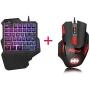 Gaming Keyboard Mechanical Single Hand Gaming Keyboard Mini USB Wired 35keys 6400DPI Mouse Combos One Handedly for Mobile Smartphone 7colors LED Backlight Keyboard Gaming