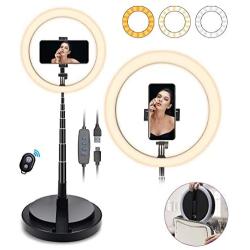 SHANSHUI 11.4 Selfie Ring Light with Stand and Phone Holder, One-Piece Design USB Powered LED Circle Ring Light 3 Color Modes for Tiktok YouTube Video Makeup Live Stream for All Smartphones