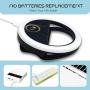 GLOUE Selfie Light Ring Led Circle Clip-on Selfie Fill Light with 36 Led Bubbles USB Rechargeable Portable for for iPhone, Smart Phones, Pads, Makeup Mirrors(Black, 1 Pack)