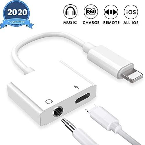 Headphone Dongle Adapter for iPhone SE/Xs Max/XR/ 8/10（X） / 7/7 Plus/11/11 Pro,Splitter Adaptor to 3.5mm Jack Earphone Converter Charge Accessories, Cables & Audio Adaptor Connector Support All iOS