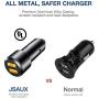 JSAUX Car Charger Compatible for Samsung Galaxy S10/S9/S9 Plus/S8/S8 Plus/S20/Note 10/9/8, LG, Moto -3A Dual Quick Charge 3.0 Ports 36W Metal Fast USB Car Adapter with Type C Charging Cable Black