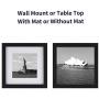 ONE WALL Tempered Glass 1PCS 8x8 Picture Frame with Mats for 5x5, 4x4 Photo, Black Wood Frame for Wall and Tabletop - Mounting Hardware Included