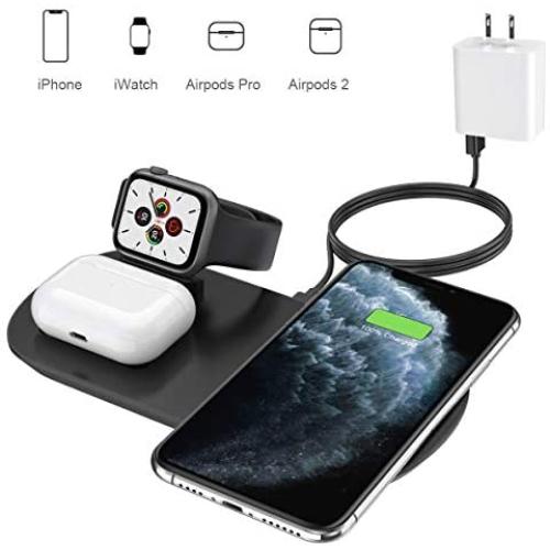 Wireless Charger, 3 in 1 Wireless Charging Station for Apple, Fast Wireless Charging pad with Apple Watch Charger for iPhone 11/11pro/SE/X/XS/XR/Xs Max/8/8 Plus iwatch Series 5 4 3 2 1 Airpods Pro 2