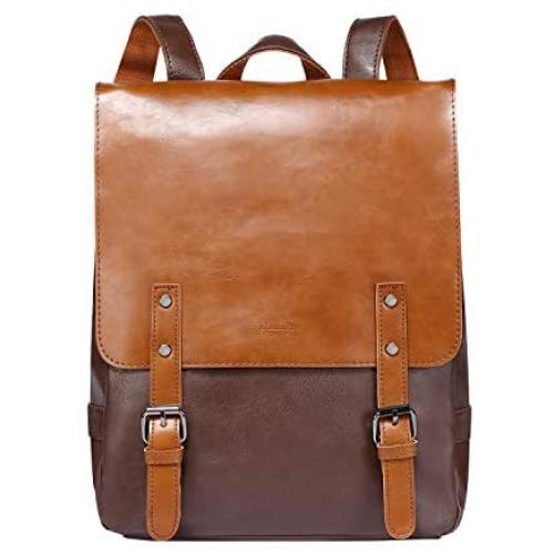 Zebella Womens Leather Backpack Vintage Laptop Brown Backpack Faux Leather Travel Daypack College School Bookbag for Women, Girls & Students