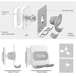 Wall Mount Phone Holder - Tryone Wall Phone Holder Mount with 2Pcs Adhesive Strip,Update Version Wall Phone Mount for Bathroom,Kitchen,Office and More,Compatible with All Phones and Mini Tablet