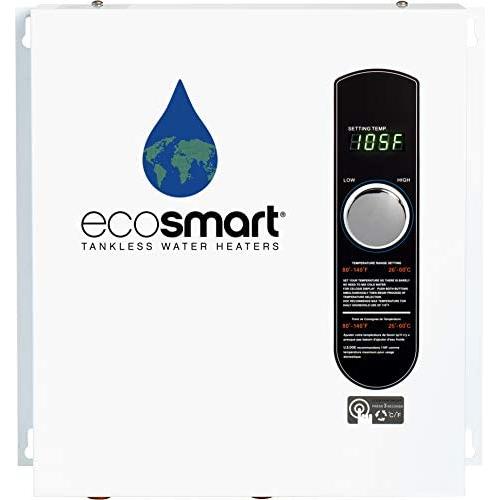 EcoSmart ECO 27 Electric Tankless Water Heater, 27 KW at 240 Volts, 112.5 Amps with Patented Self Modulating Technology,White