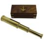 9" Handheld Brass Telescope - Nautical Pirate Spy Glass with Wood Box