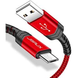 Micro USB Cable Android, JSAUX(2-Pack 6.6FT) Micro USB to USB A High Speed Charger Nylon Braided Cord Compatible with Samsung Galaxy S6 S7 J7 Edge Note 5,LG,Kindle,Xbox,PS4,Camera and More(Red)