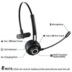 Bluetooth Headset, Angteela V5.0 Business Wireless Headset with Boom Mic, Suitable for Cell Phone/Tablet/Computer, Over The Head Hands Free Headset for Call Center/Office/Truck Driver (BH-M97)