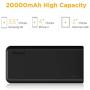 EasyAcc 20000mAh Power Bank(2A Input 4.8A Smart Output) External Battery Charger Portable Charger for Android Phone Samsung HTC Smartphones Tablets - Black and Gray