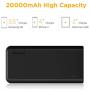 EasyAcc 20000mAh Power Bank(2A Input 4.8A Smart Output) External Battery Charger Portable Charger for Android Phone Samsung HTC Smartphones Tablets - Black and Gray