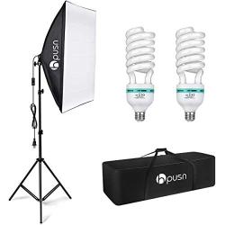 HPUSN Softbox Lighting Kit Photography Studio Light with 20-inch X 28-inch Reflector and 2pcs 85W 5500K E27 Bulb, Professional Photo Studio Equipment for Portrait Fashion Photography Video, etc.