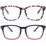Livho 2 Pack Blue Light Blocking Glasses, Computer Reading/Gaming/TV/Phones Glasses for Women Men,Anti Eyestrain & UV Glare (Leopord+Blue Purple)