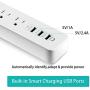 Bototek 2 Pack USB Power Strip with 3 AC Outlets and 3-Port USB Charging Ports,Surge Protector Power Strip with 5 Feet Long Cord for Smartphone Tablets Home,Office & Hotel- White