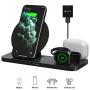 Wireless Charger, FAPO Qi Certified 3 in 1 Wireless Charging Station Compatible with Apple Watch/AirPods 1 2/AirPods Pro/iPhone 11/11 pro/11 Pro Max/XS Max/XR/X/8/8 Plus(QC 3.0 Adapter Included)