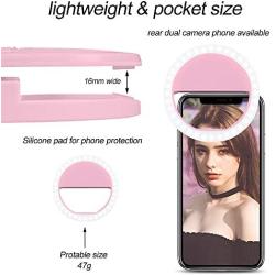 UMsky Selfie Ring Light,Universal Phone Selfie Ring Light,Portable LED Selfie Light Ring Lights for Android/iPhone, LED Ring Light, Rechargeable Brightness Portable Selfie Light Ring (Pink)