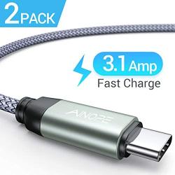 USB C Cable Fast Charging 3A Fast Charge - 2 PK / 6.6FT, AINOPE USB-A to Type-C Charger Cable,Durable Braided Armor C Cord Compatible Samsung Galaxy Note 9 8 S9 S8 S8 Plus S10,LG V30,V20,G6