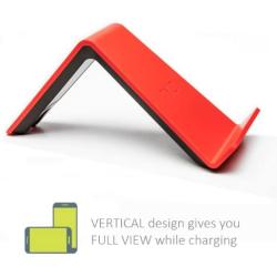 TYLT VU Qi Wireless Phone Charging Pad (Red, 3 Coil) Tilted Stand & Fast Battery Charger Station for Compatible iPhone, Samsung, Google, Android & Qi-Enabled Cell Phones