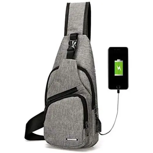 Mens Womens Sling Chest Shoulder Bag Outdoor Travel Crossbody Backpack with USB Charging Port Mens Womens Sling Chest Shoulder Bag Outdoor Travel Crossbody Backpack with USB Charging Port