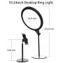 10” Selfie Fill Light with Stand & Cellphone Holder - Round Bi-Color LED Video Light Panel, 3500K-6000K Dimmable Desk Makeup Ring Light, CRI>96 Studio Light for Video Shooting Live Stream Photography