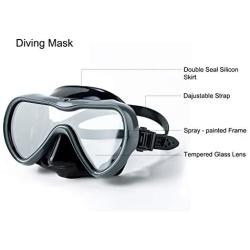 Rongbenyuan Dry Top Snorkel Set - Diving Mask and Snorkel Swimming Goggles with Nose Cover 180° Panoramic Wide View Anti-Fog No-Leak