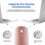 Bluetooth Wireless Mouse, Dual Mode Slim Rechargeable Wireless Mouse Silent Cordless Mouse with Bluetooth 4.0 and 2.4G Wireless, Compatible with Laptop, PC, Windows Mac Android OS Tablet (Rose Gold)