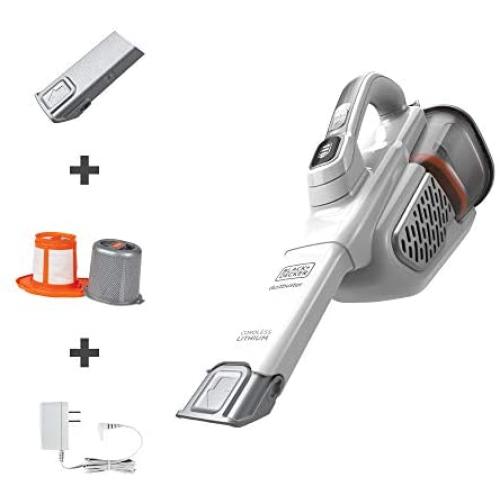 BLACK+DECKER dustbuster Handheld Vacuum, Cordless, AdvancedClean+, White (HHVK320J10)