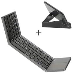 Foldable Keyboard with Touch Pad, IKOS Tri- Folding Portable Keyboard for iPhone iPad Samsung Smartphone Tablet, Wireless BT Keyboard, Designed Compatible for iOS Android Windows System Device (Black)