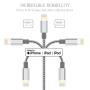 iPhone Lightning Cable Apple MFi Certified IDiSON 4Pack(10ft 6ft 6ft 3ft) Braided Nylon Fast Charger Cable Compatible iPhone 11 Pro Max XS XR 8 Plus 7 Plus 6s 5s 5c Air iPad Mini iPod (Gray White)