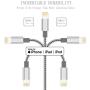iPhone Charger Lightning Cable Apple MFi Certified IDiSON 4Pack(6ft 6ft 3ft 3ft) Braided Nylon Fast Charger Cable Compatible iPhone 11 Pro X XR XS MAX 8 Plus 7 6s 5s 5c Air iPad Mini iPod (Gray white)