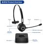 Besign BHF02 Bluetooth 5.0 Handsfree Headset, Wireless On Ear Headphone, Noise Cancellation Microphone, for Truck Driver Office Call Center Smartphone PC Skype