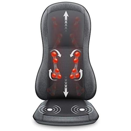 Comfier Full Back Massager with Heat -2D/3D Shiatsu Massage Seat Cushion with 10 Massage Nodes, Massage Chair Pad, Rolling Kneading Massage Pads for Back Pain Relief