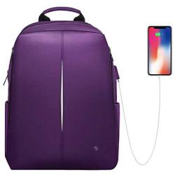 FINPAC Laptop Backpack, Casual Daypack with USB Port for Travel School Work (Purple)