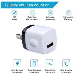 Charging Block, Charger Box, Ououdee 1A 5-Pack Travel Single Port USB Wall Charger Brick Cubes Compatible iPhone X/8/8 Plus/7/6S Plus, Samsung Galaxy s10e S10 S9 S8 Plus/S7/S6/Note 9/8, LG G8 G7, Moto