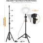 Selfie Ring Light with Tripod Stand and Phone Holder LED Circle Lights Halo Lighting for Make Up Live Steaming Photo Photography Vlogging Video