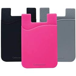Cell Phone Wallet by Cellessentials: (for Credit Card & Id) | Works with Almost Every Phone | iPhone, Android & Most Smartphones | 3 Pc Pack (Black, Grey & Pink)