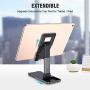 2020 Upgrade Cell Phone Stand, Double Extension Miracase iPad Stand for Desk, Adjustable Desk Phone Holder Compatible with iPhone 11 Xs Xr X 8 Plus SE, All Tablet, Black