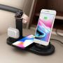 Wireless Charger Stand, 4 in 1 Multi-Function Wireless Charging Station Dock for Apple Watch Airpods, Qi Fast Wireless Charger Holder Pad for iPhone 11 Pro Max XS XR and Smartphone (Black)