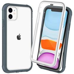OTBBA iPhone 11 Case, Full-Body with Built-in Screen Protector Heavy Drop Protection Shock Absorption Cover Case Designed for iPhone 11-6.1 inch (White-Clear)